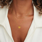 Layered Gold Disc Pendant Necklace
