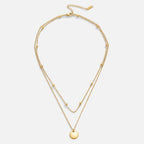 Layered Gold Disc Pendant Necklace