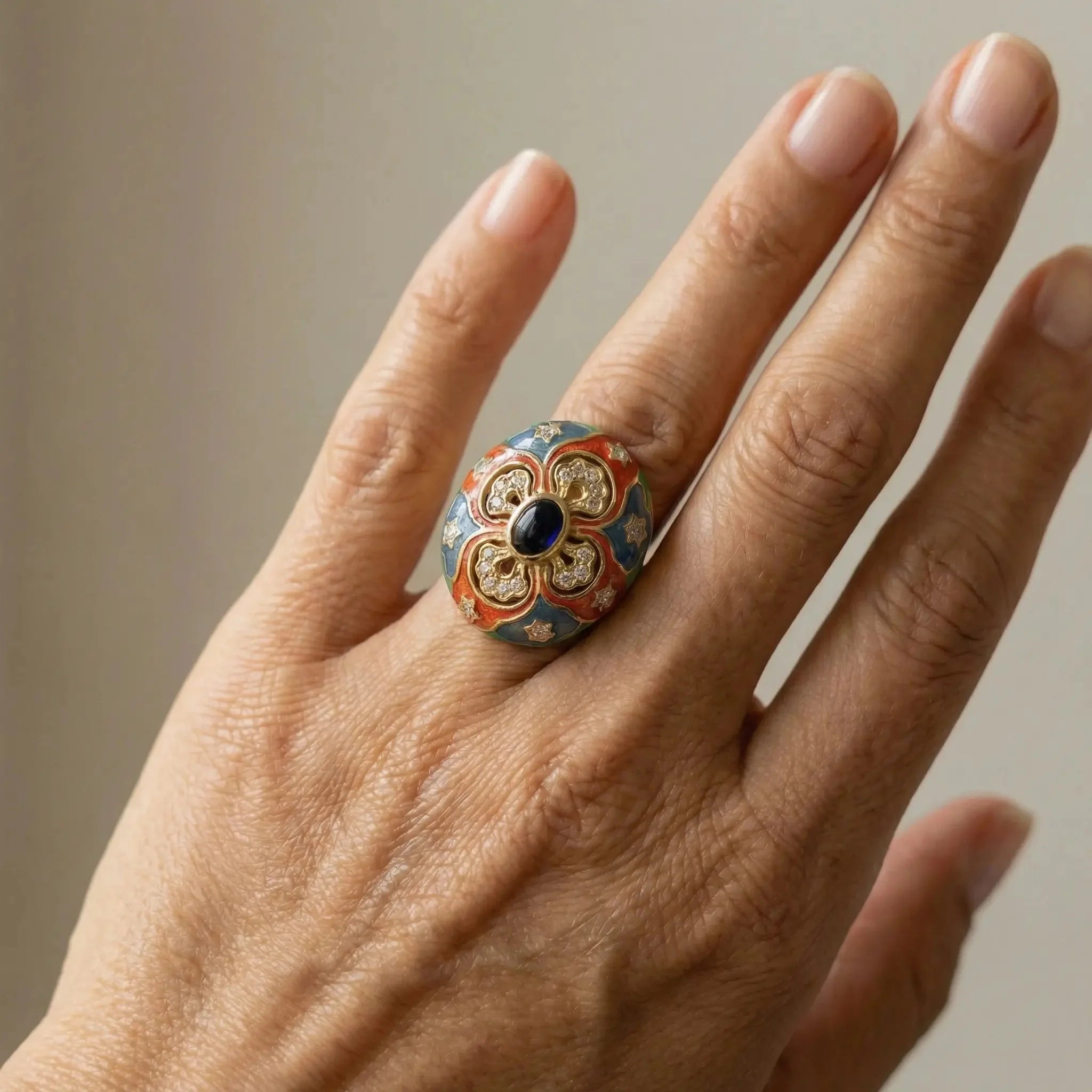 Majesty Enamel Medallion Ring