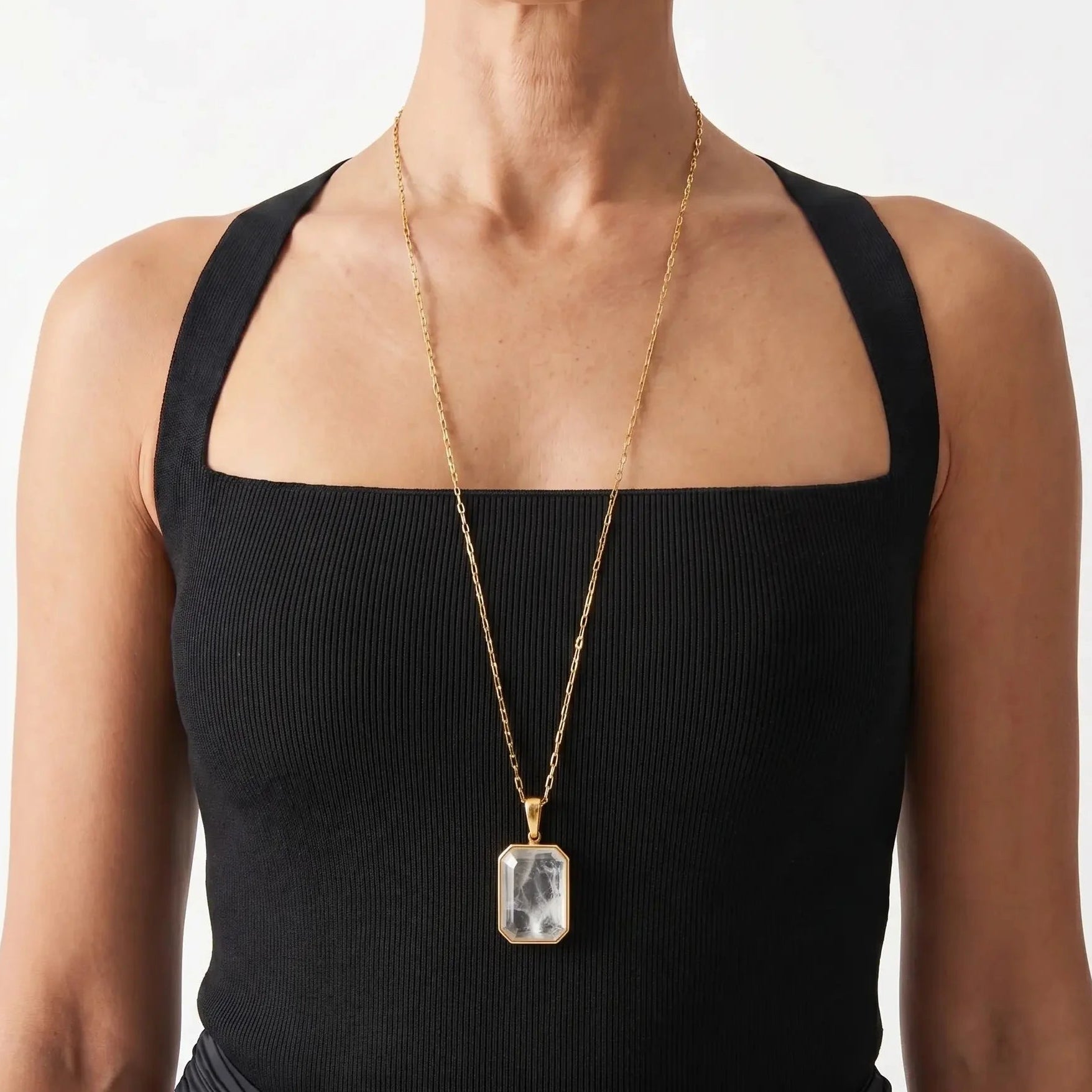 Marique French Vintage Natural Stone Crystal Necklace