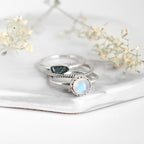 Moonstone Aquamarine Ring Set