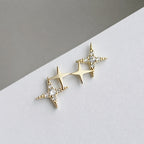 Gold Zirconia Star Earrings