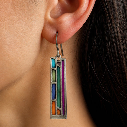 Classic Colorful Silver Earrings
