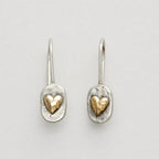 Golden Heart Silver Earrings
