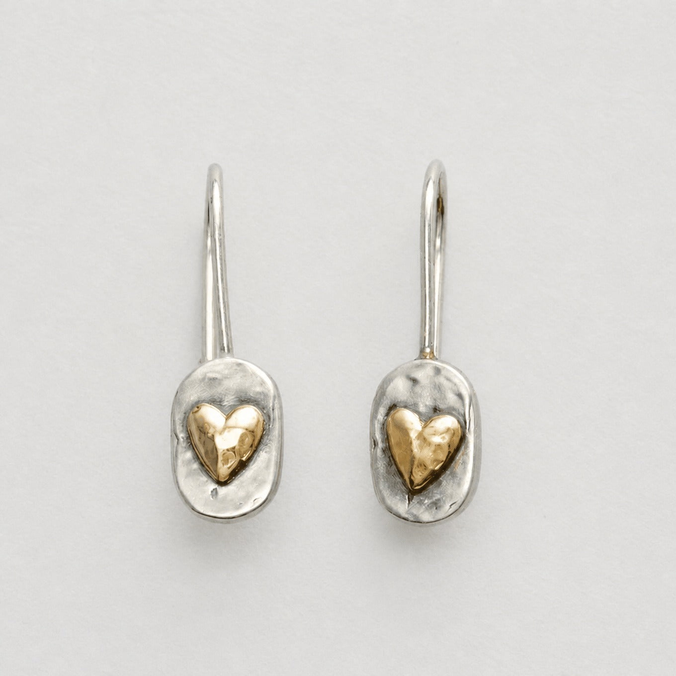 Golden Heart Silver Earrings