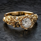 Golden Leaf Zirconia Ring