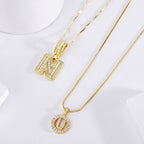 Pave Letter Initial Necklace Set