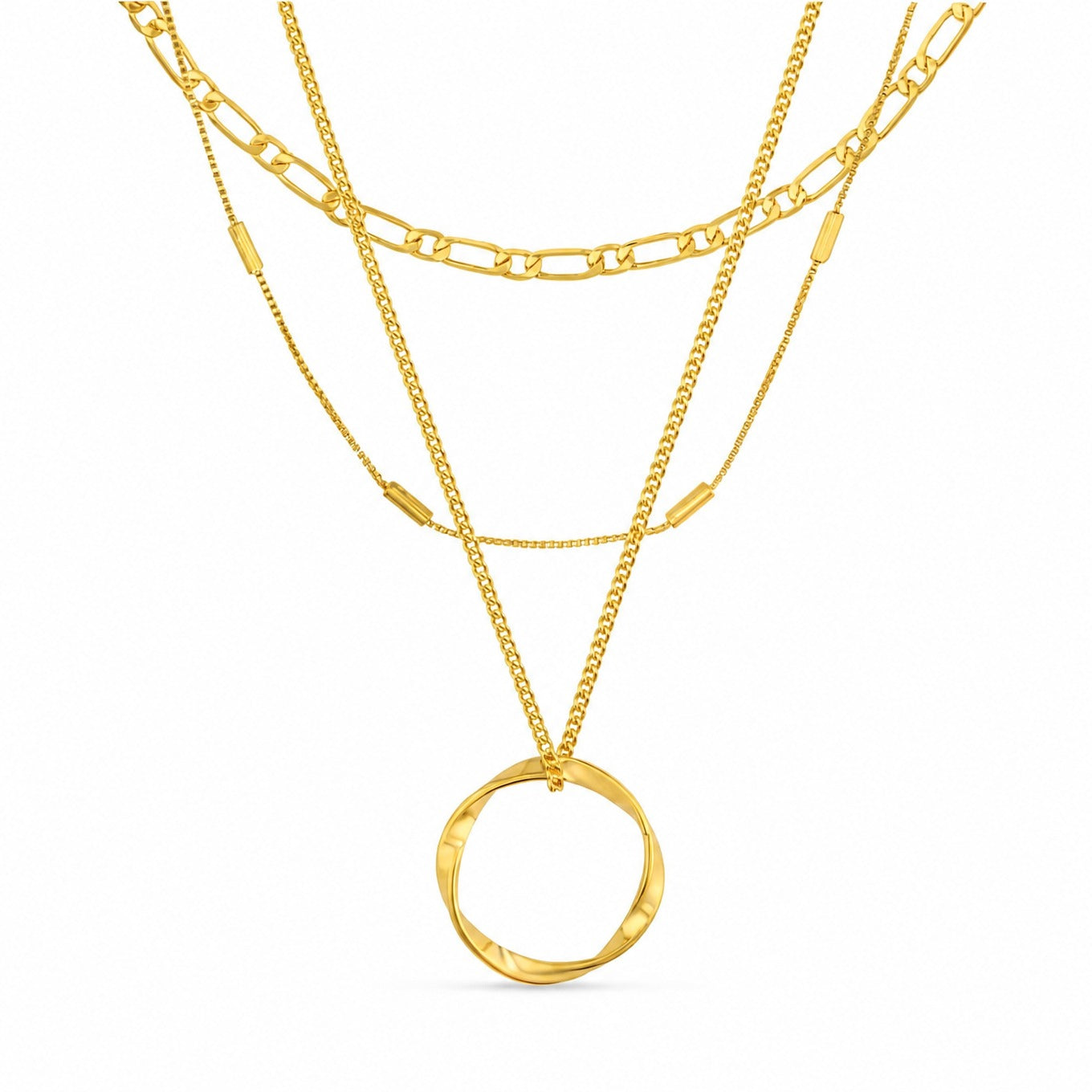 Classic Three Row Gold Necklace