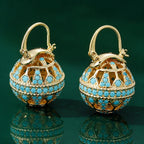 Turquoise Filigree Globe Drop Earrings