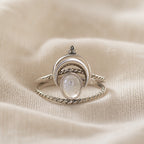 Moonstone Crescent Silver Ring