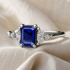 Octagon Cut Sapphire Ring