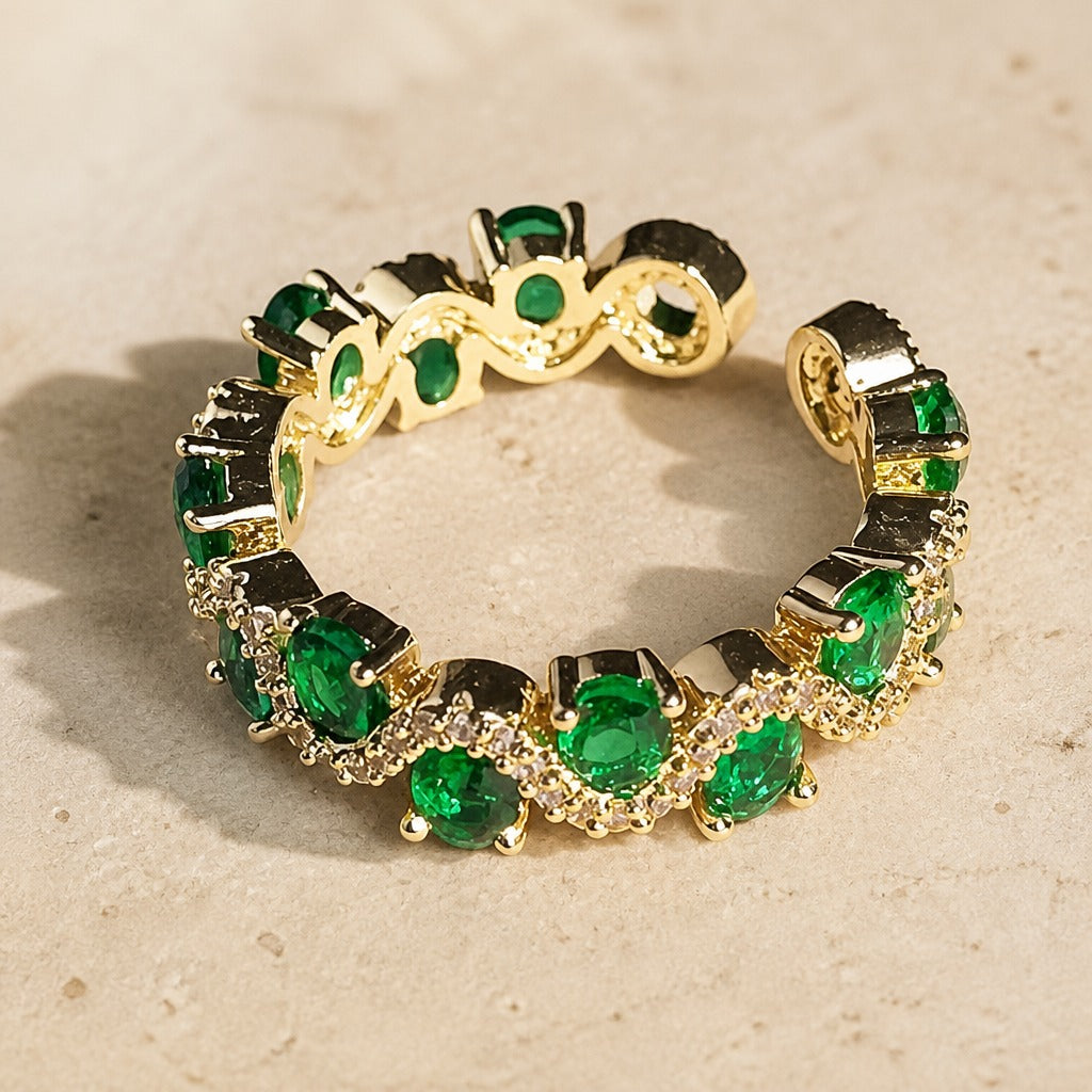 Royal Green Crystal Crown Ring