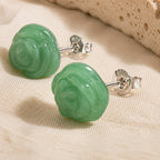 Jade Rose Stud Earrings