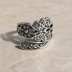 Floral Butterfly Adjustable Silver Ring