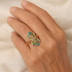 Bohemian Zirconia Dragonfly Gold Ring