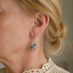 Teardrop Blue Dragonfly Silver Earrings