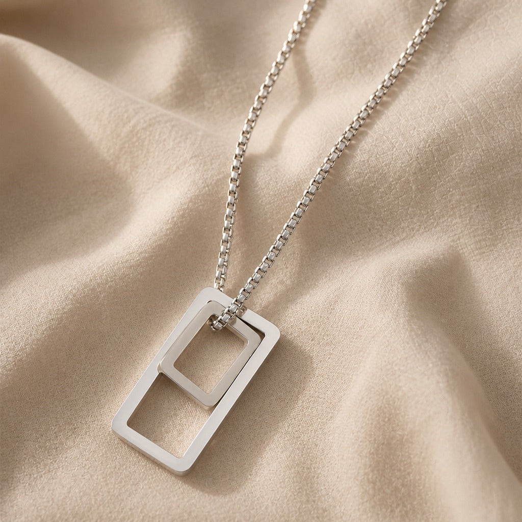 Geometric Rectangle Pendant Necklace
