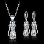 Cats Sterling Silver White Zirconium Set