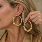 Couture Engraved Gold Hoops