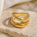 Elevated Double Curve Ring