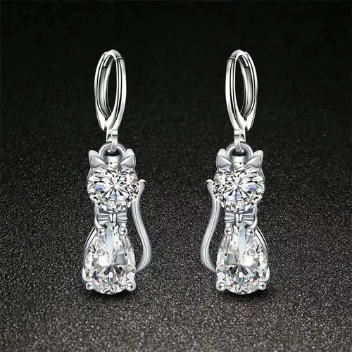 Cats Sterling Silver White Zirconium Set
