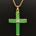 Jade Zirconia Cross Necklace
