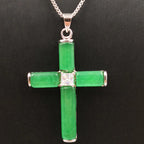 Jade Zirconia Cross Necklace