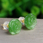 Jade Rose Stud Earrings