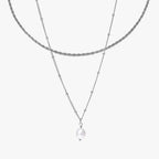 Pearl Pendant and Rope Chain Duo Necklace