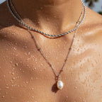 Pearl Pendant and Rope Chain Duo Necklace