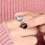 Aquamarine Spinner Silver Ring