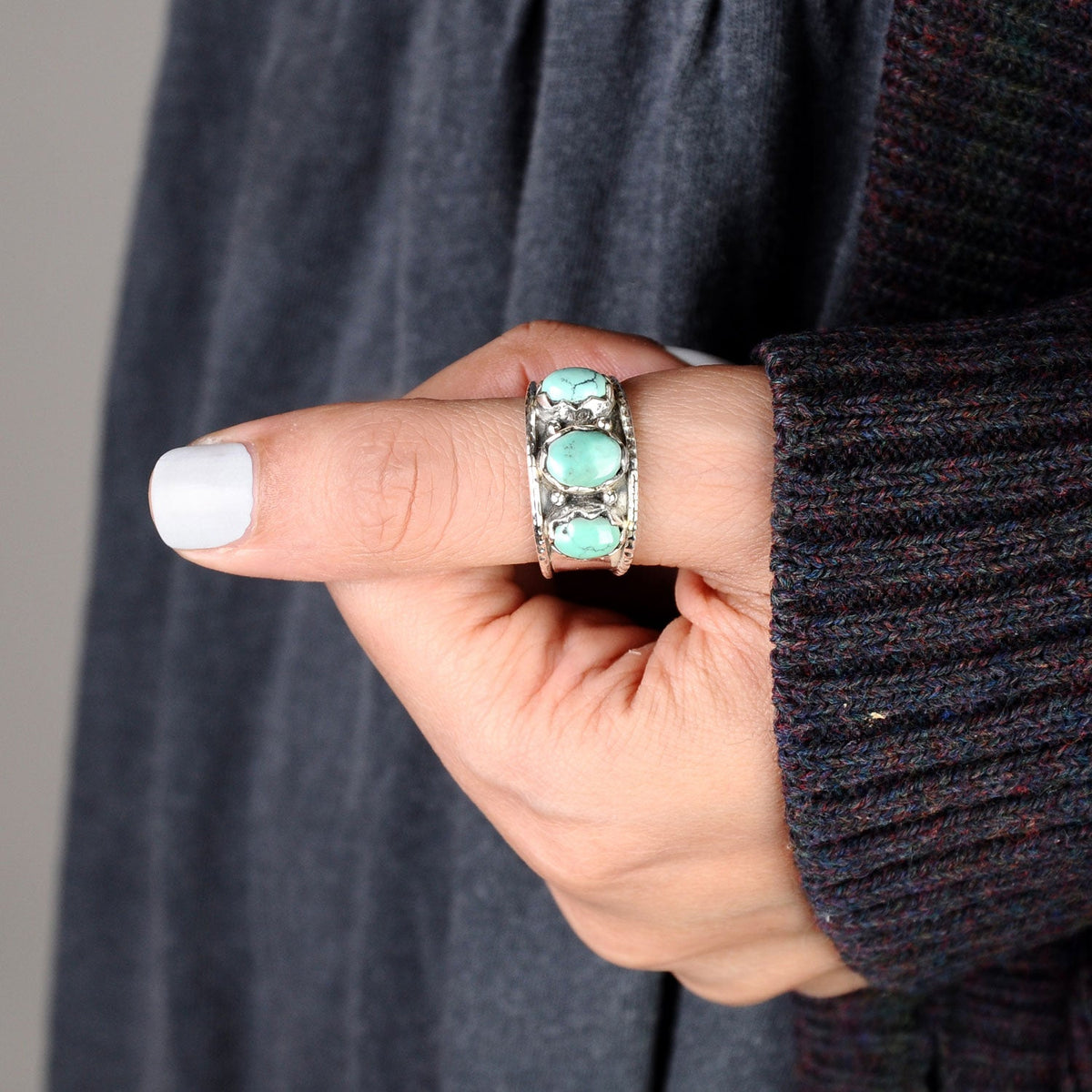 Three Stone Turquoise Ring