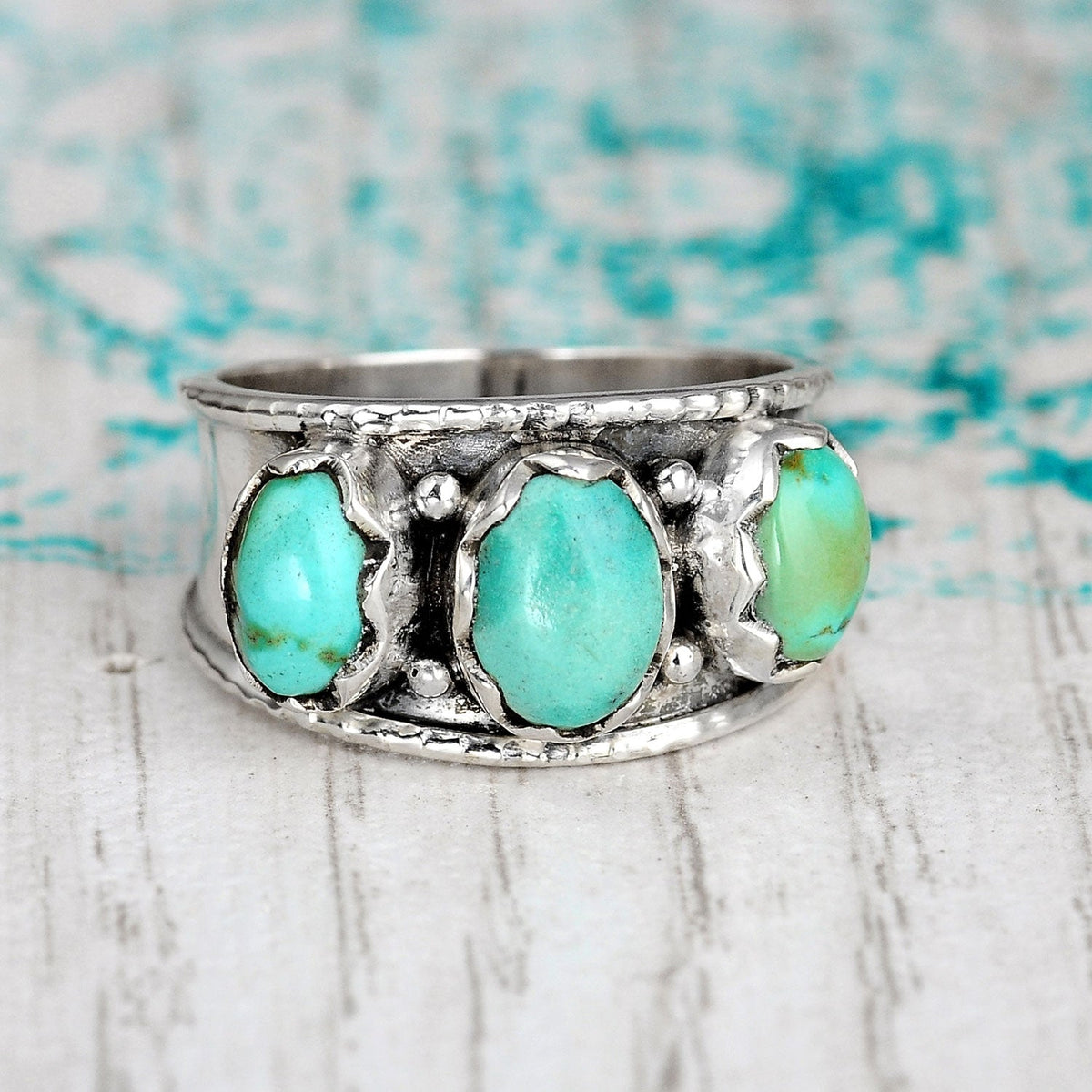 Three Stone Turquoise Ring