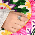 Chevron Moonstone Silver Ring