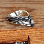 Chevron Moonstone Silver Ring