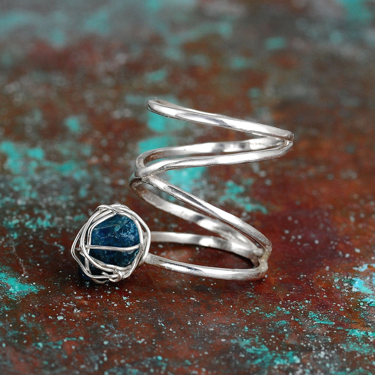 Apatite Wire Wrapped Ring