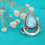 Crescent Moon Moonstone Ring