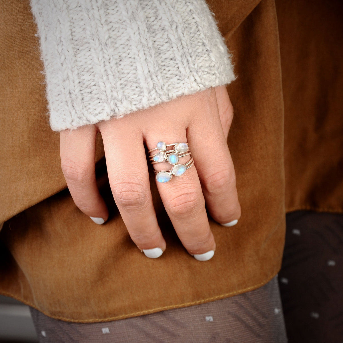 Stacking Moonstone Silver Ring