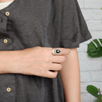 Black Tourmaline Moon Ring