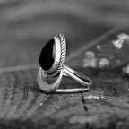 Black Tourmaline Moon Ring
