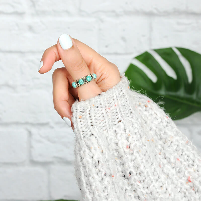 Turquoise Band Silver Ring