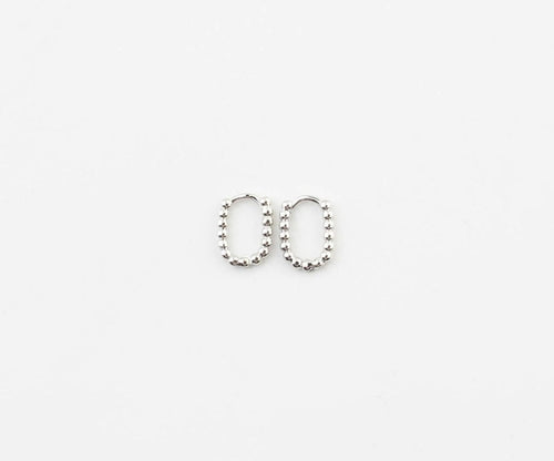 Beaded Oval Huggie Hoop Earrings