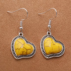 Boho Yellow Heart Earrings
